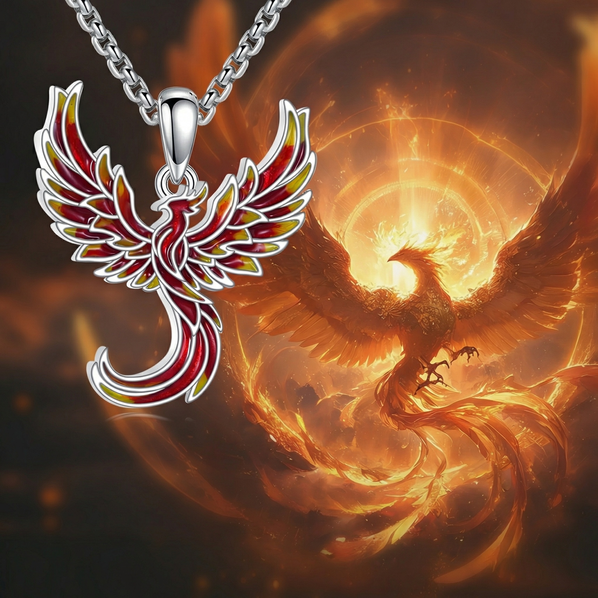 Women's 925 Sterling Silver Phoenix Necklace, Unisex Gift